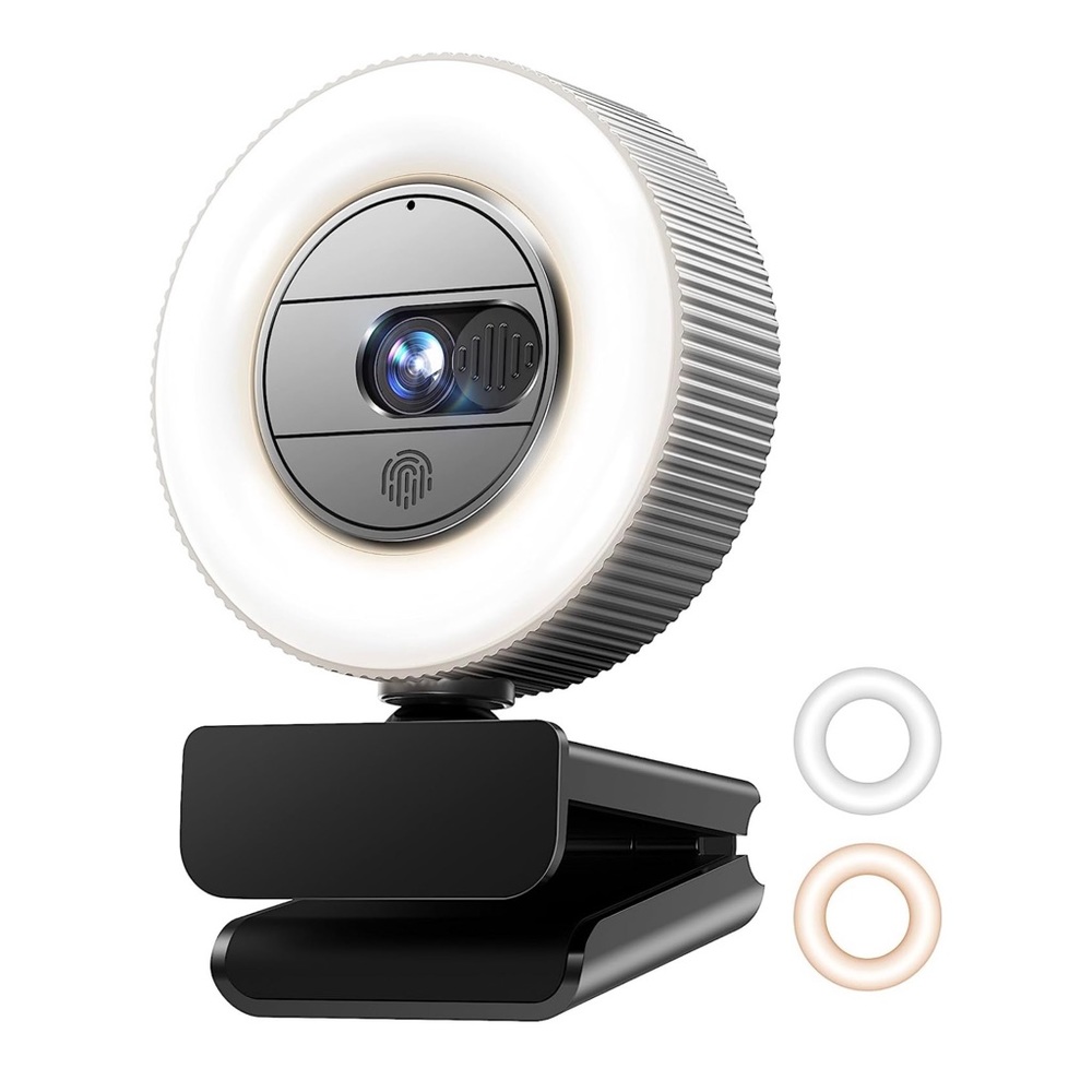 2K QHD Webcam with Sony Sensor and Built-in Ring Light